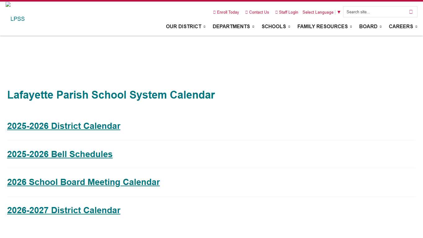 Calendar February 2026 Lafayette Parish School System